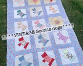 PDF quilt pattern - vintage Scottie dog - applique quilt