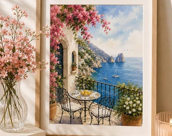 Impresión de arte digital de Capri, Italia