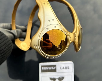 RunwayLabs Gold Frame Futuristic sunglasses with polarised Lens
