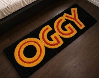 Cartoon Tufted Runner Rug 2x6 2x8, Handmade Black Yellow Hallway Rug, Kids Room Decor, Bedside Bedroom Rug, Kitchen Runner Rug