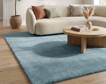 Blue Area Rug 6x9 8x10, Solid Color Rug, Modern Minimalist Rug, Living Room Rug, Bedroom Carpet, Large Area Rug 9x12