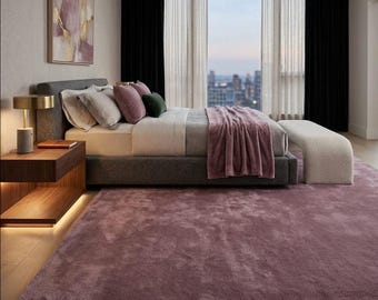 Dusty Rose Area Rug 8x10, Hand-Tufted Soft Mauve Pink Rug for Living Room Bedroom, Modern Solid Carpet, Cozy Rug 5x7 6x9 9x12