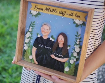 Handgemaakt kleiportret van foto, gepersonaliseerd cadeau voor koppel, aandenken verjaardag/bruiloft