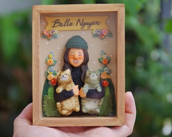Gepersonaliseerde kleikunstlijst, aangepast familieportret, uniek jubileumcadeau