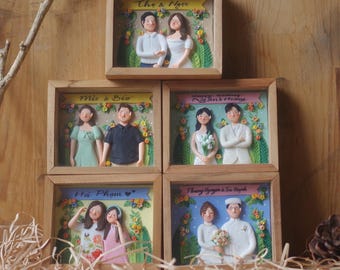 Handgemaakt kleiportret van foto, gepersonaliseerd cadeau voor koppel, aandenken verjaardag/bruiloft