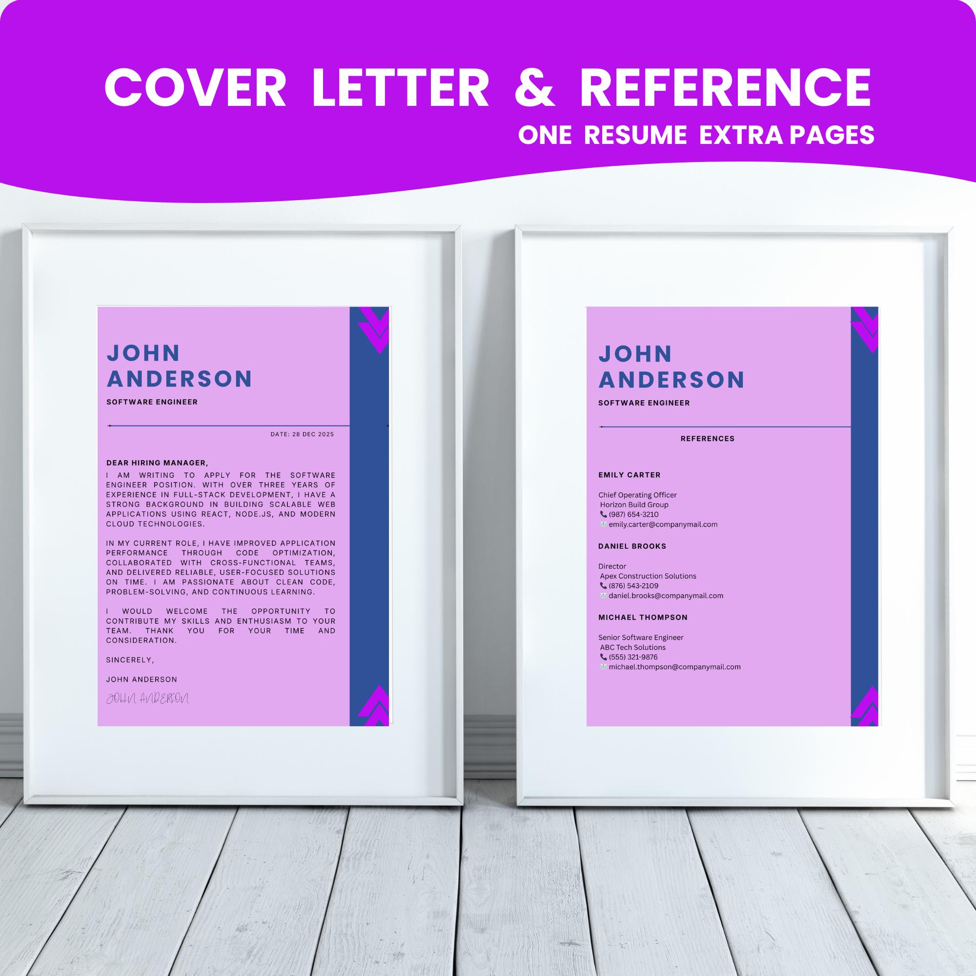 Canva Resume Template | Modern Professional CV | Cover Letter Design ...