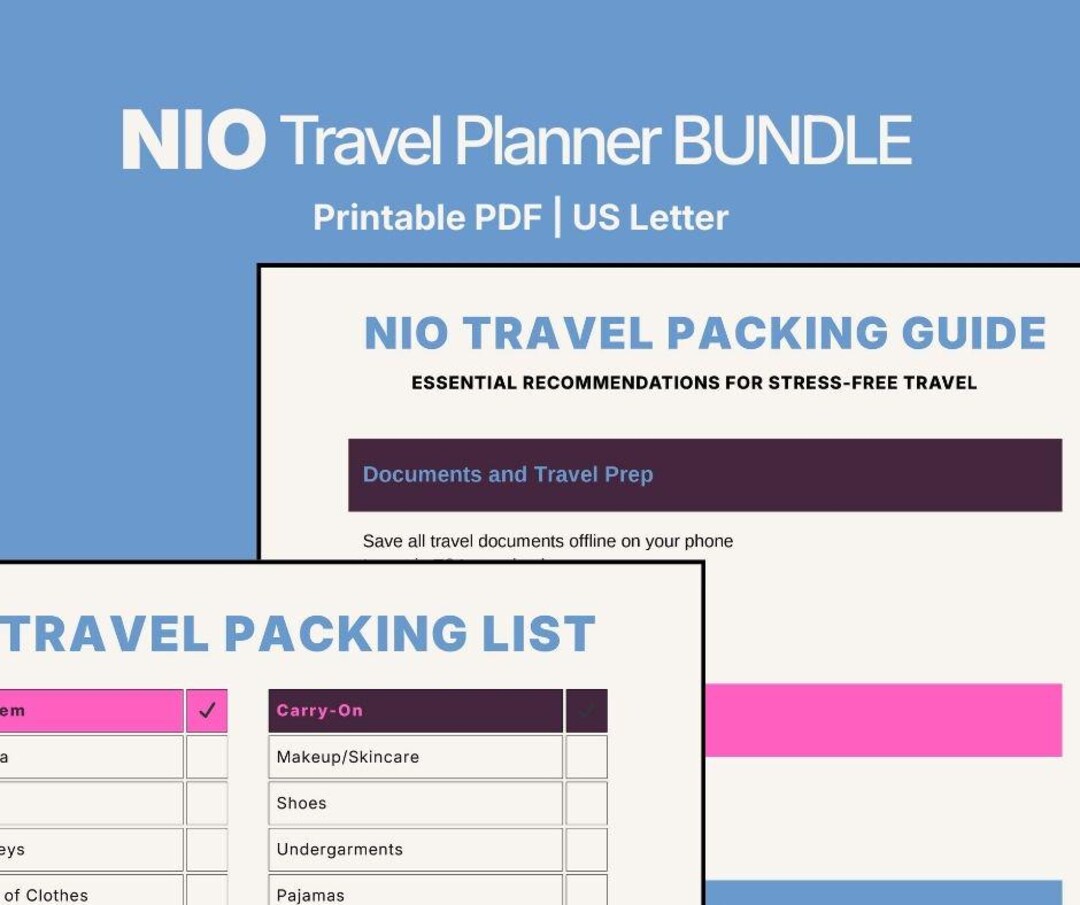 Travel Planner Bundle Printable, Packing Checklists and Trip ...