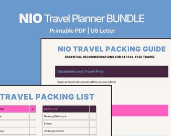Travel Planner Bundle Printable, Packing Checklists and Trip Preparation Guide