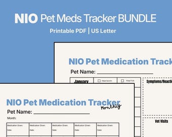 Pet Care Planner Bundle Printable, Medication Logs Daily and Monthly Sheets