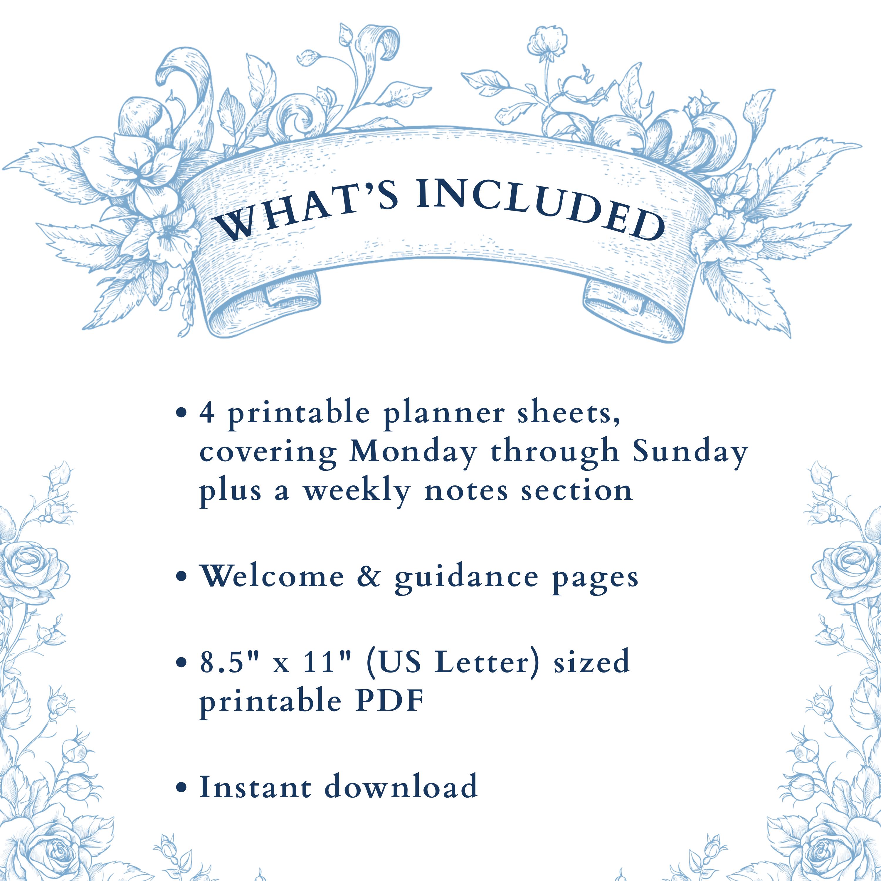 Simple Weekly Planner | Printable Undated Weekly Layout - Etsy