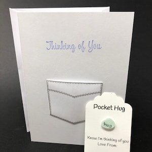 CARTE Câlin DE POCHE Carte de correspondance vierge "Je pense à vous" en véritable verre de mer) Envoyez un câlin par mail un câlin Câlin de plage en verre