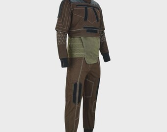 Din Djarin Brown Mandalorian Flight Suit 3-Piece Cosplay