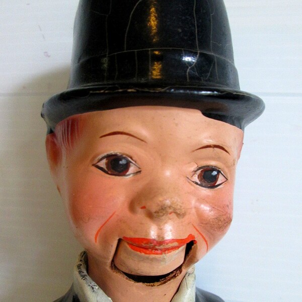 Reserved Vintage 1930's Charlie McCarthy Ventriloquist Dummy Doll Composition  Creepy Scary and Very Cool
