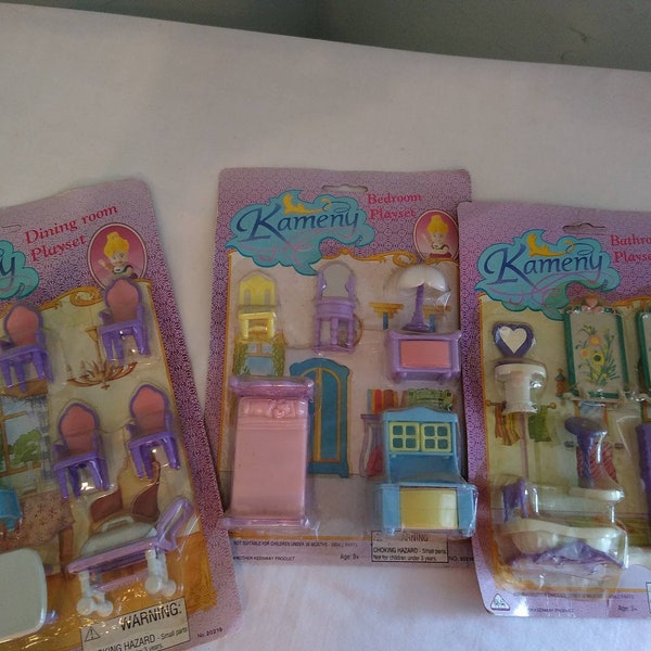 Vintage Lot Kameny Dollhouse Furniture Sets Sealed in Package 1990s