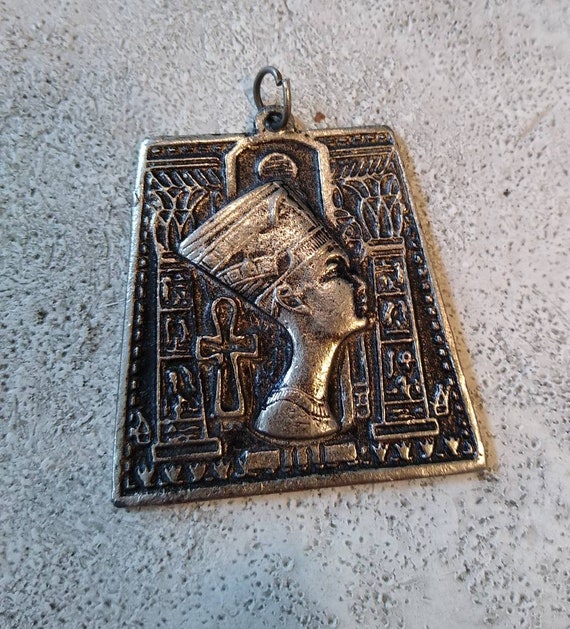 Vintage Egyptian Nefertiti Pendant Egyptian Reviv… - image 1