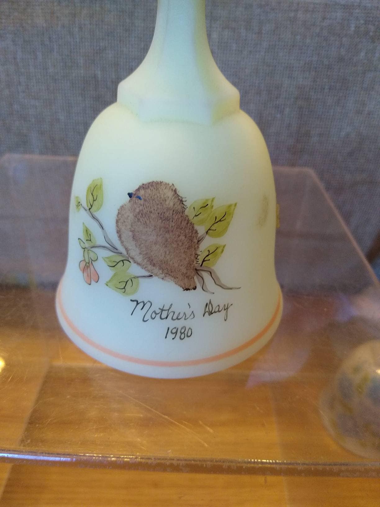 Fenton Hand Painted Louise Piper Sample Glass Bell Yellow Birds