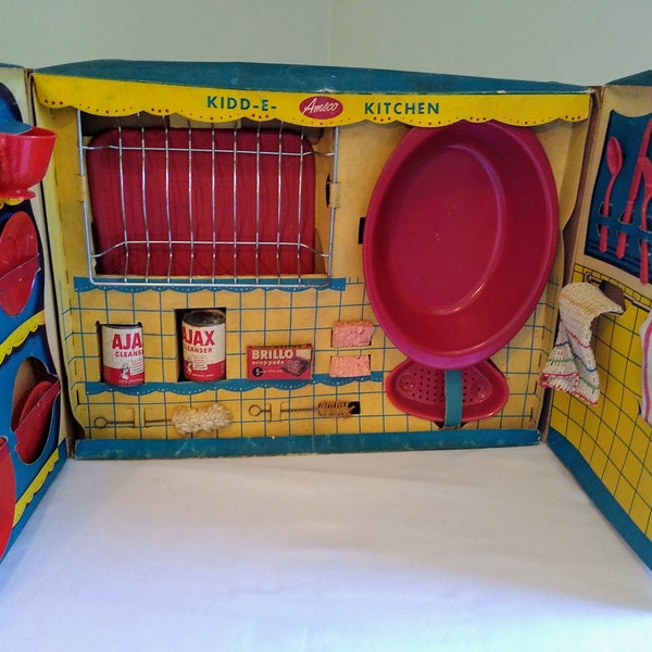 Super Cute Retro 1950's Amsco Child's Kitchen Vintage Mid Century Toy Kitchen Display Doll Dolls