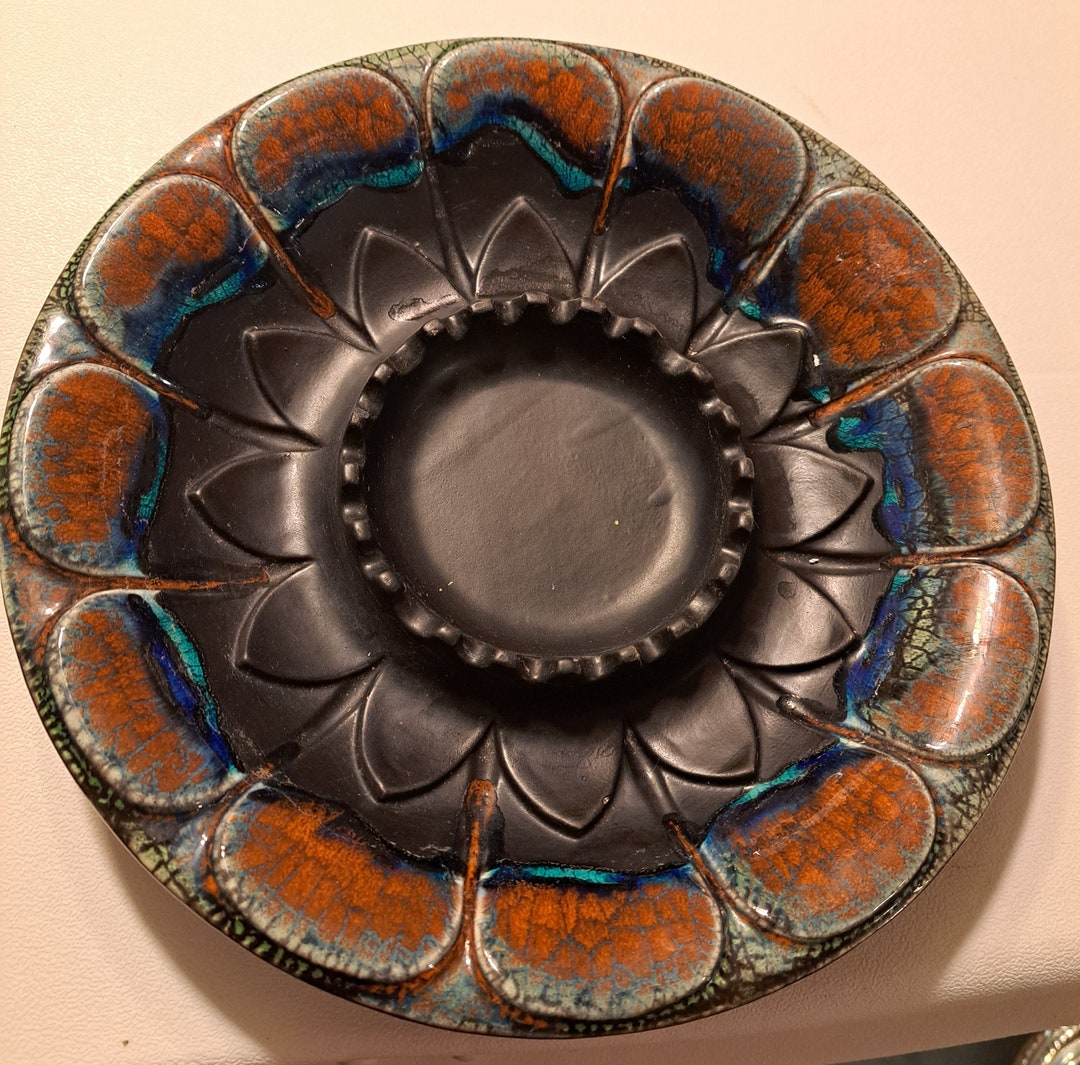 Vintage Haeger Pottery Sunflower Ashtray Blue Rust 1054 - Etsy