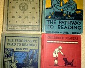 Lot Vintage 1920s 30s School Readers Primer Reader Lot Antique School Teaching Books For Framing Art Projects Or Collecting
