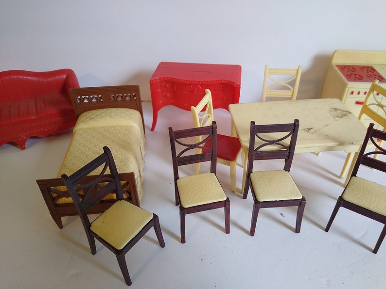 Lot Vintage Renwal Dollhouse Furniture Chairs Living Room Kitchen Bathroom Etc 1950s Mid Century MCM image 6