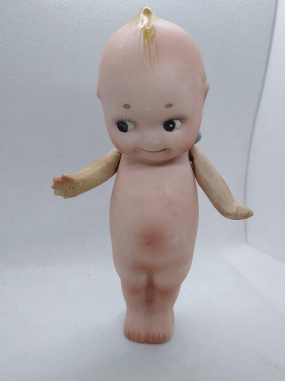 Antique Bisque Doll Kewpie Doll Glass Eyes Marked Germany 