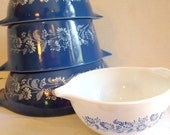 Set of 4 Pyrex Colonial Blue Mixing Serving Nesting Bowls 1983 Vintage Retro Kitchen
