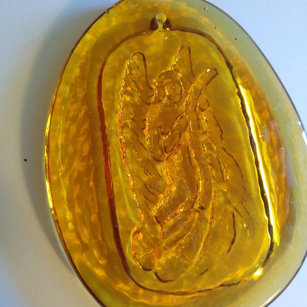Vintage Angel Sun Catcher Suncatcher Blenko Art Glass Hand Blown Blenko Or Other Maker Solid Clear glass