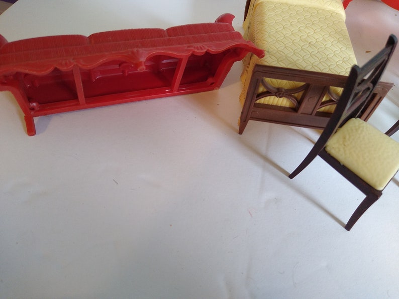 Lot Vintage Renwal Dollhouse Furniture Chairs Living Room Kitchen Bathroom Etc 1950s Mid Century MCM image 8