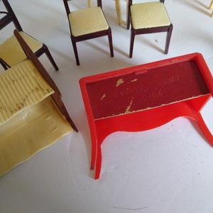 Lot Vintage Renwal Dollhouse Furniture Chairs Living Room Kitchen Bathroom Etc 1950s Mid Century MCM image 9