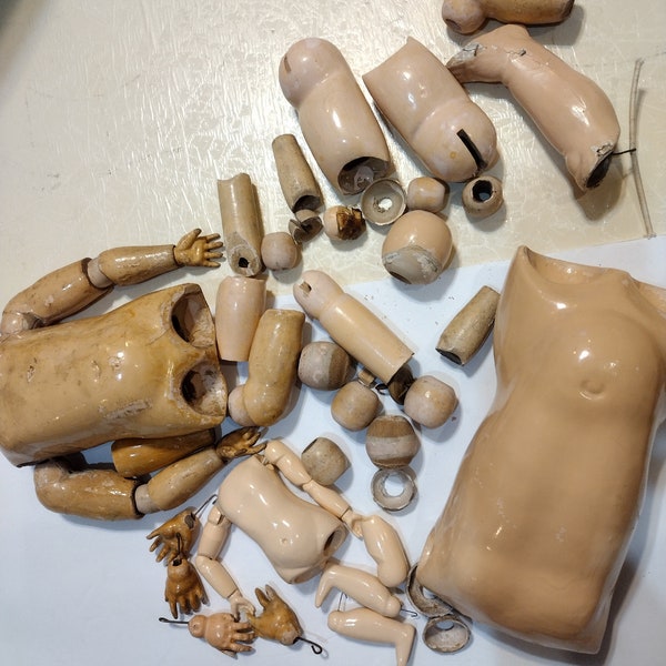 Lot of Antique Doll Parts Composition Ball Jointed Bodies parts For Bisque Dolls