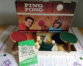 Vintage Table Tennis Ping Pong Set by Parker Brothers 1960's Original Box Excellent Condition Rec Room Game or Decor