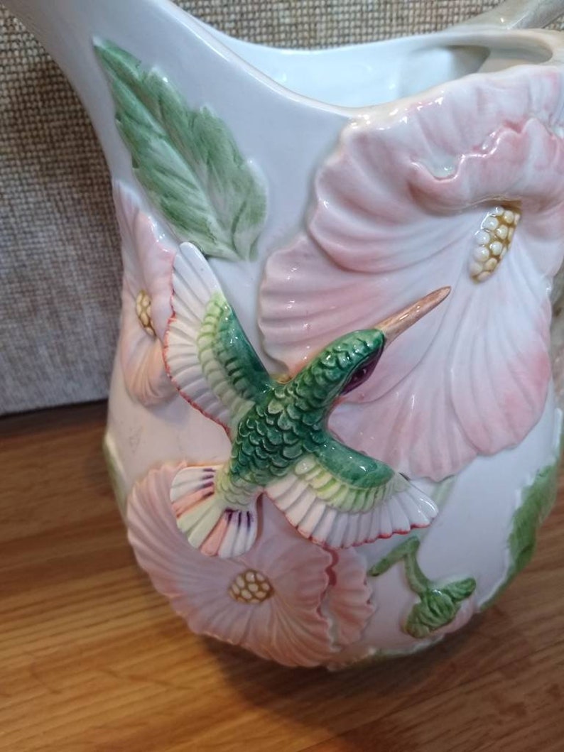 Vintage Fitz and Floyd 1987 Hummingbird Pitcher Large Two | Etsy