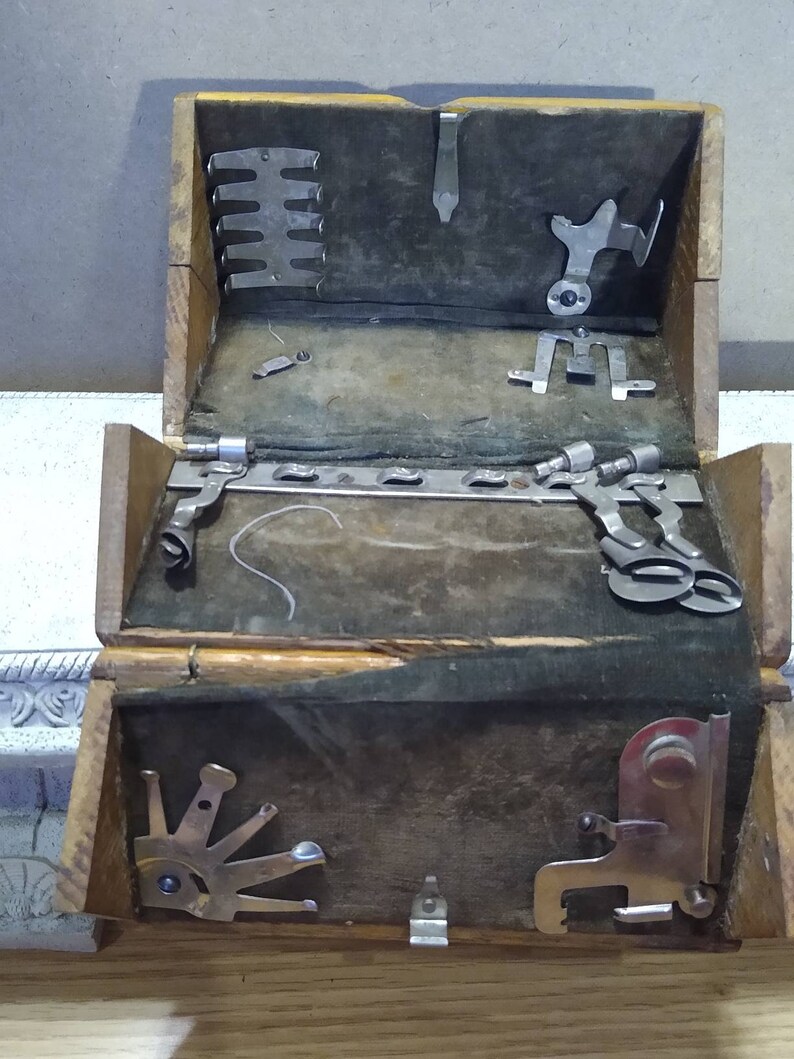 Antique Sewing Machine Parts Box Singer Patented 1889 Wooden Etsy