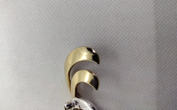Vintage Jomaz Ribbon Pin with rhinestones Long Si… - image 3