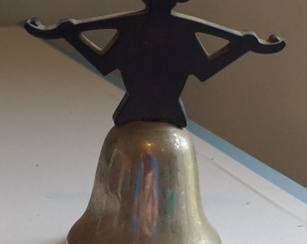 Vintage 1940's Little Dutch Girl Bell Lucite and Metal Very Cute Dutch Holland Decor Metal