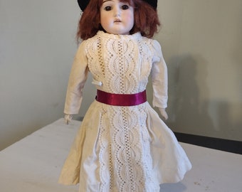 Antique Bisque Doll on Kid Body DEP 1896 German Cuno Otto Dressel Doll 13"