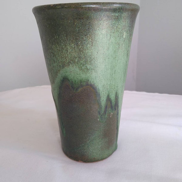 Vintage North State Studio Art Pottery Vase North Carolina Green Tones 6.75" Tall