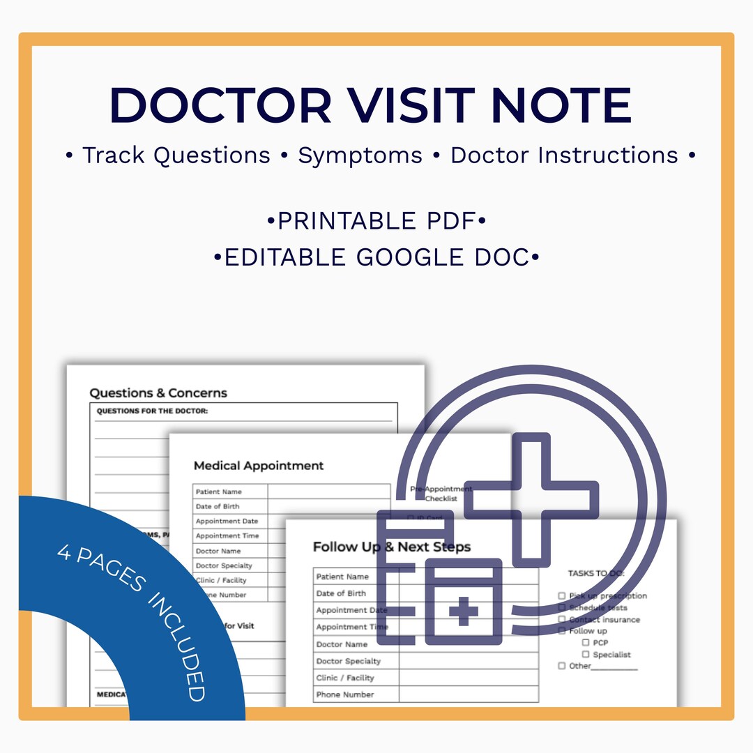 Doctor Visit Notes Printable | Medical Appointment Planner | Aging ...