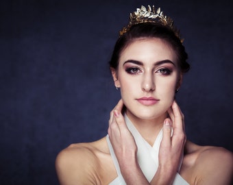 Gorgeous gold leaf wedding headband crown tiara