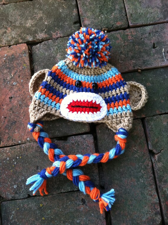 Items similar to Sock Monkey Hat for Baby Boy on Etsy