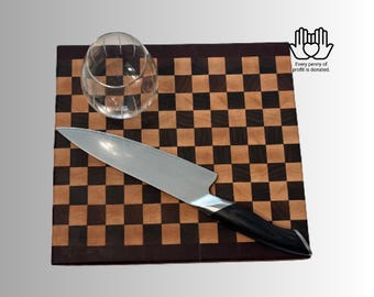 Tabla de cortar de nogal y cerezo hecha a mano • Construcción de veta final
