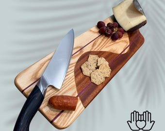 Woven Ash Sapele Charcuterie Board: Purpleheart Accents, Holiday Hosting