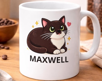 Personalizable Name Black Tuxedo Cat Mug 11oz 15oz