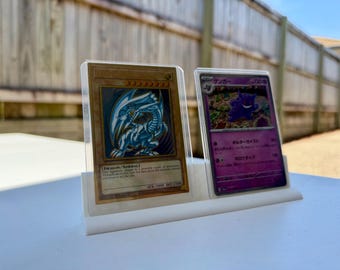 YUGIOH Trading Card Display Stand | TCG Acrylic Top Loader Holder With Icon  | Fits Sleeved Cards for Pokemon TCG, Magic, Lorcana - Etsy