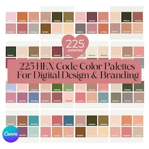 225 HEX Color Palette Bundle for Canva | Branding for Digital Designers | Aesthetic Color Codes for Digital Products & Marketing