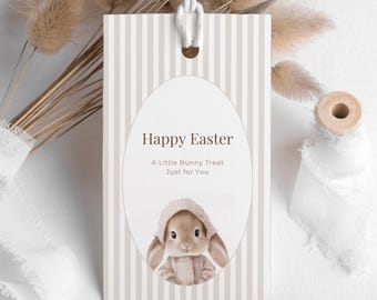 Bearbeitbare Osterhasen Leckerli Tags für Kinder Schulgeschenke Printable Favor Label Vorlage