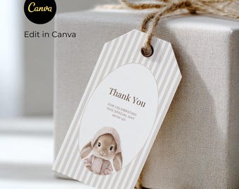 Bearbeitbare Osterhasen Danke Tags für Kinder Schule Leckereien Printable Favor Tag Vorlage