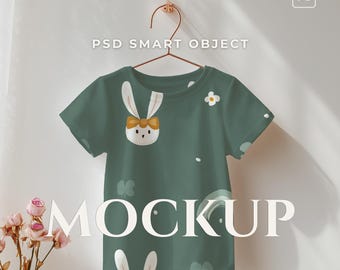 Baby T-Shirt Mockup PSD: Bedrucktes, nahtloses Muster (Digitaler Download)