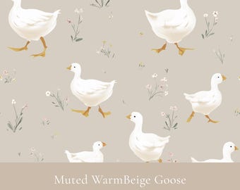 Warmes beiges Gänse-Musterdesign, neutrales Kinderzimmer-Digital-Papier, Baby-Stoff-Design, kommerzielle Nutzung