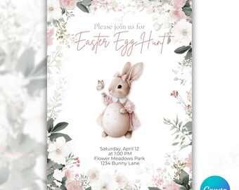 Aquarell Ostereiersuche Osterfest Einladung, Osterfest, Osterfest (Canva Digital Download)